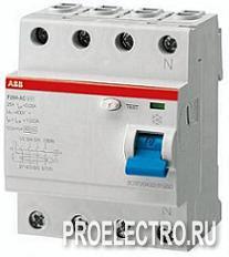 Выключатель дифф.тока УЗО 4-полюсный F204 AC-125/0,3 | ELC2CSF204001R3950 | ABB