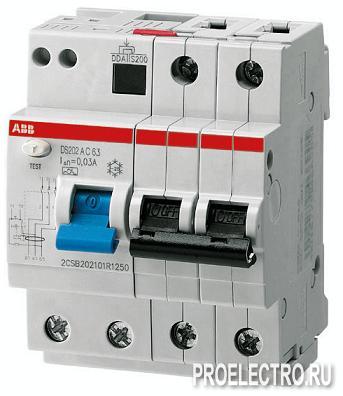 Автоматический выключатель дифф.тока 2 п DS202 A-C25/0,03 | ELC2CSR252101R1254
