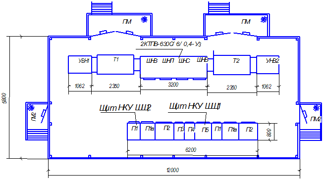 2БКТП-Э с КТПВ и НКУ - Комплектная двухтрансформаторная подстанция