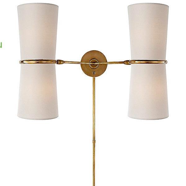 OB-ARN 2003HAB-L Visual Comfort Clarkson Double Wall Sconce (Hand-Rubbed Brass)-OPEN BOX, опенбокс