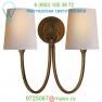 Visual Comfort TOB 2126AN-NP Reed Double Wall Sconce, настенный светильник бра